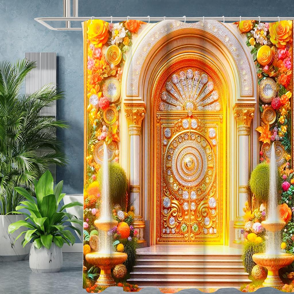 Diamond Door  shower curtain, bathroom shower waterproof curtain with 12 hooks, fish shaped home decoration, free delivery