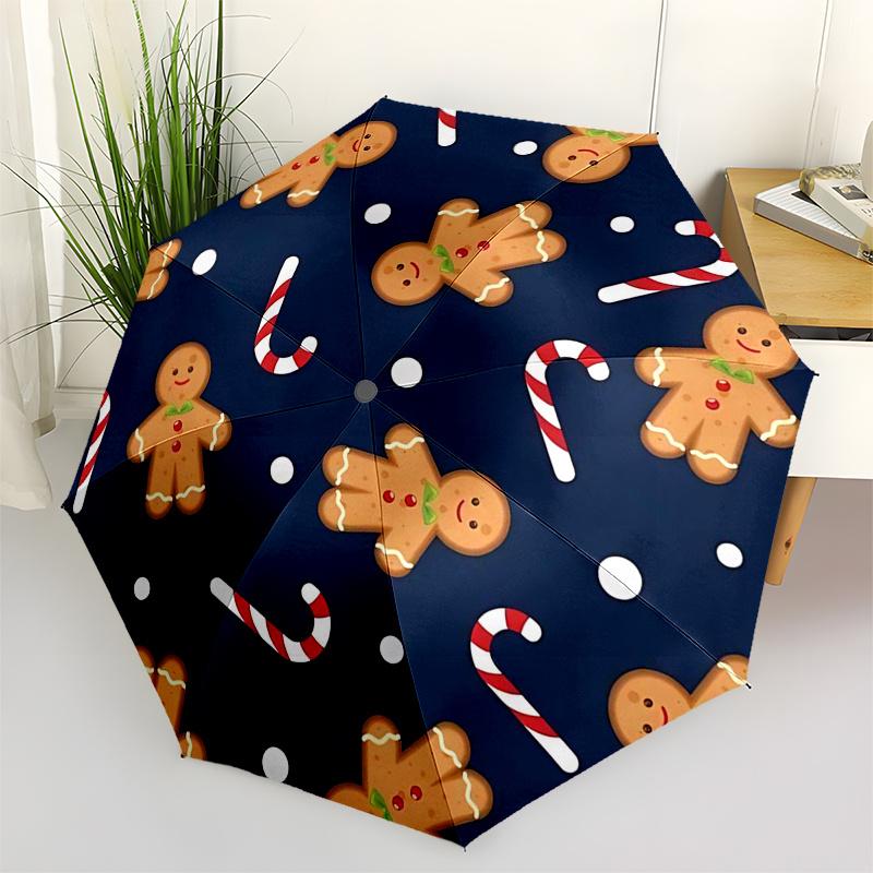 

Gingerbread Man Themed Travel Umbrella-8 Ribs Automatic Opening and Closing, Portable Folding Design, Compact and Stylish Umbrella Suitable