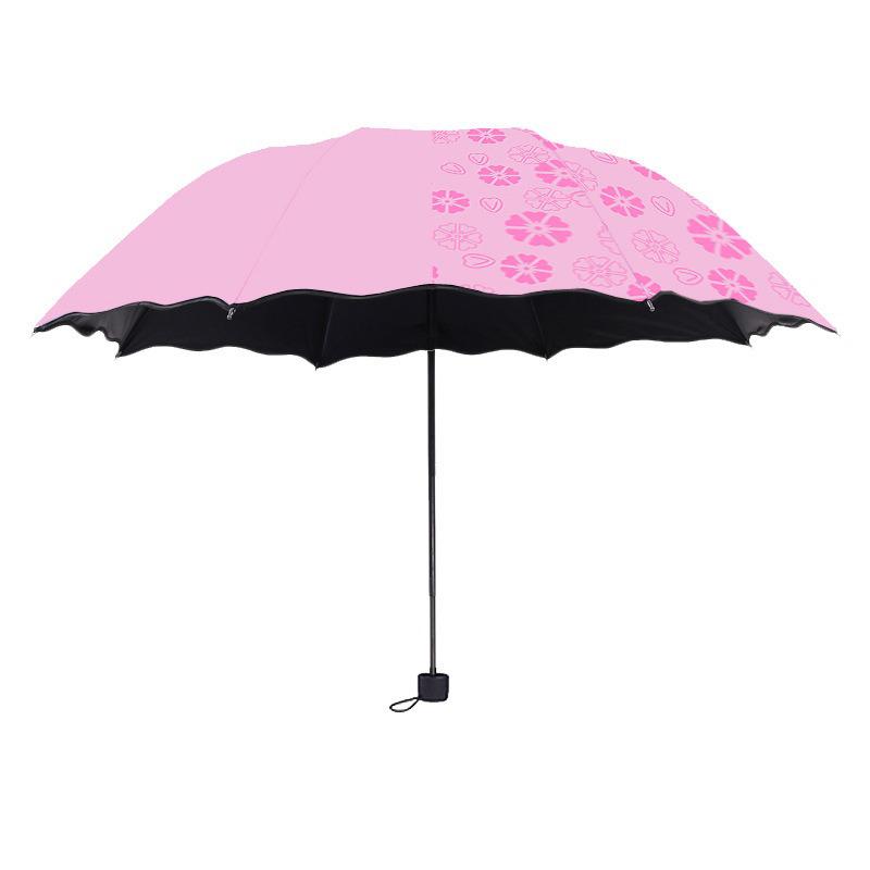 Ombrello Pieghevole di Lusso da Donna: Fiorisce quando bagnato, Protezione dal sole e dalla pioggia, Design pubblicitario