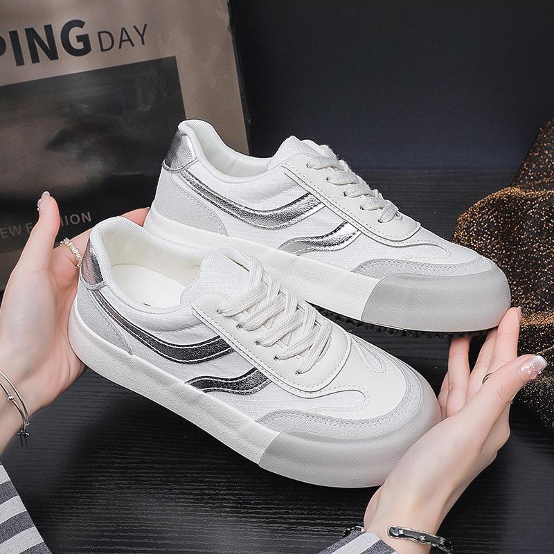 6 platform shoes women's versatile spring new niche casual student round head white shoes