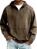 Men's Washed Old Solid Color Loose Half-Zip Hoodie with Hood - Autumn/Winter 2025 Collection