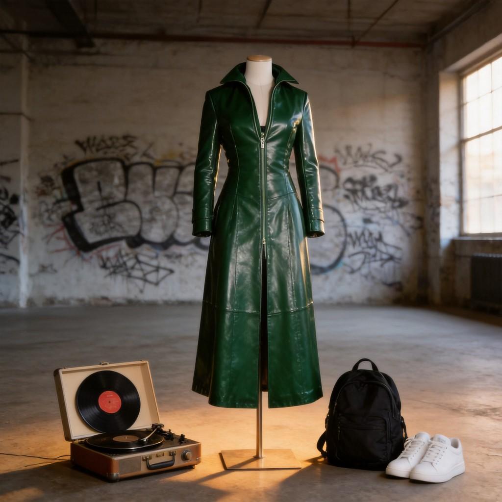 Kožený kabát z PU pro ženy Dlouhý rukáv Štíhlý střih Street Style Podzim Zima