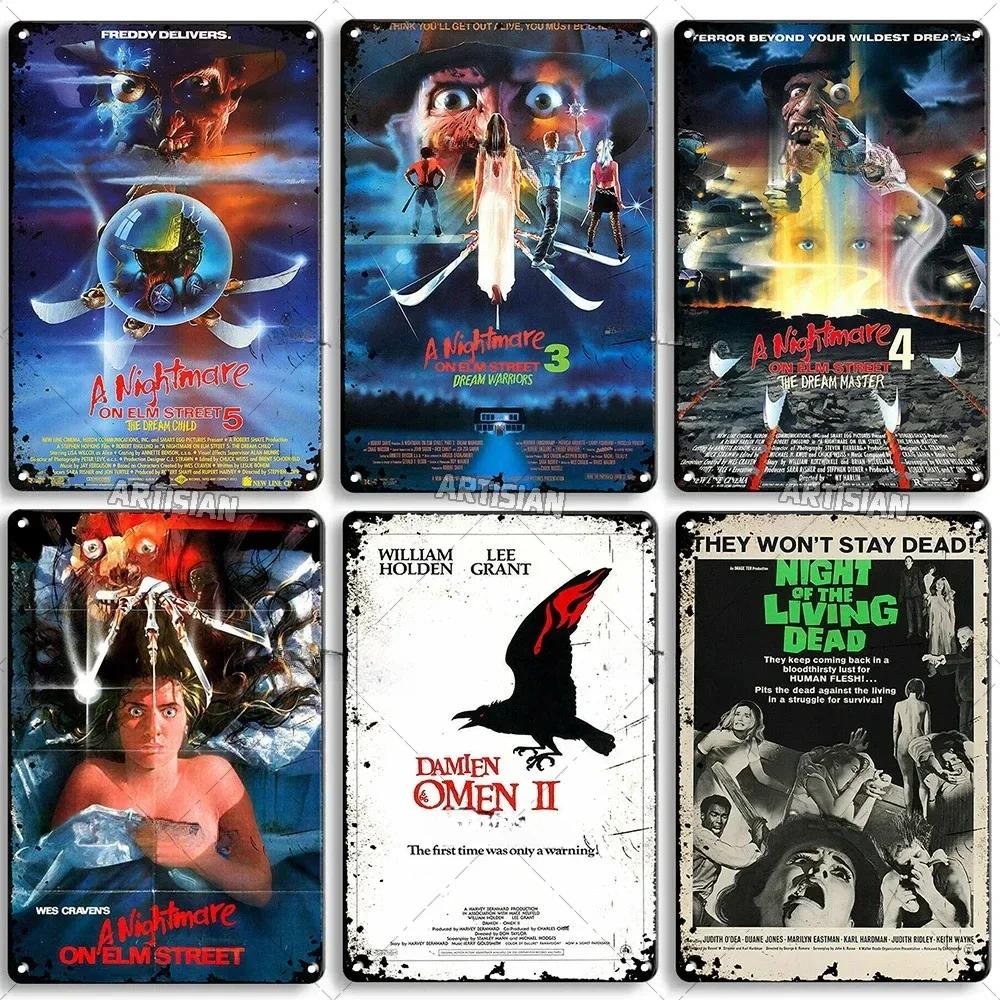 FJ Decor Classic Horror Movie Metal Tin Signs Plaque Retro Decorative Plate Bar Club Pub Wall Decoration Rusty