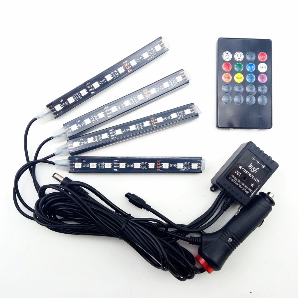 9 LED Control Car Auto Floor Light Glow Neon Light Strip Decorative Lamp Sound