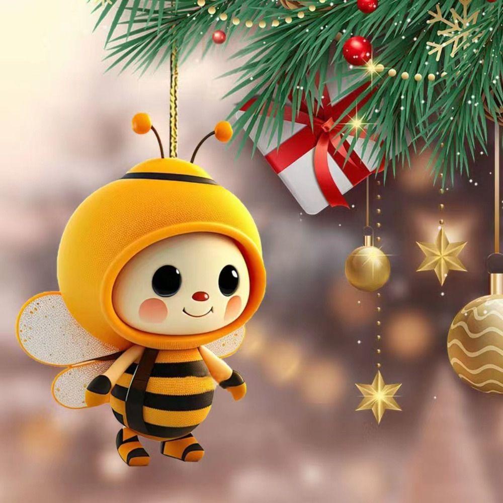 2D Cute Bee Car Hanging Decoration Acrylic&Plexiglass 2D Car Decoration Hanging  Home