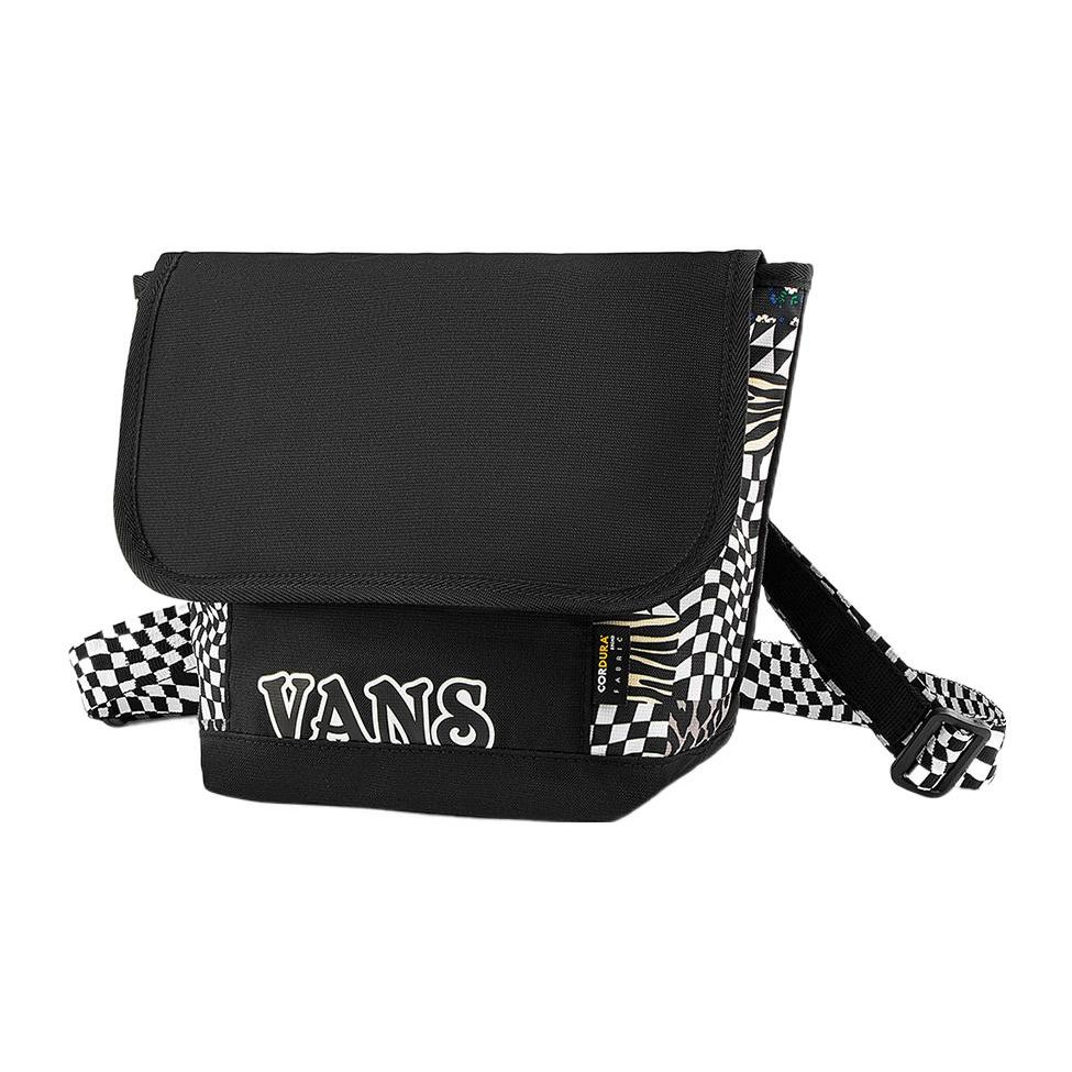 Vans Sport Casual Checkerboard Print Splicing Polyester Shoulder Crossbody Bag Regular Unisex bags Black VN0A5H9YBLK