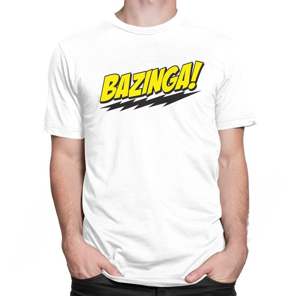 The Big Bang Theory Bazinga T Shirt Men 100% Cotton Handsome Sheldon Cooper T-Shirt Geek Tbbt Tee Tops Merch Gift