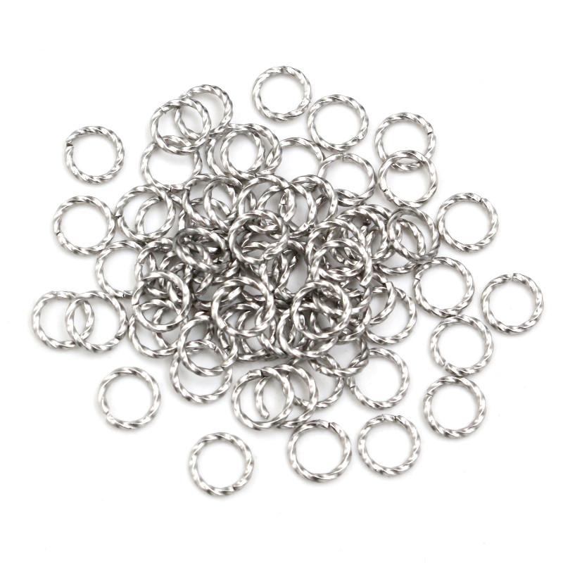 50pcs Stainless Steel 1/1.2mm Thick 6 8 10 12 14mm Twist Open Jump Rings for DIY Jewelry Making Findings for Earrings Necklace