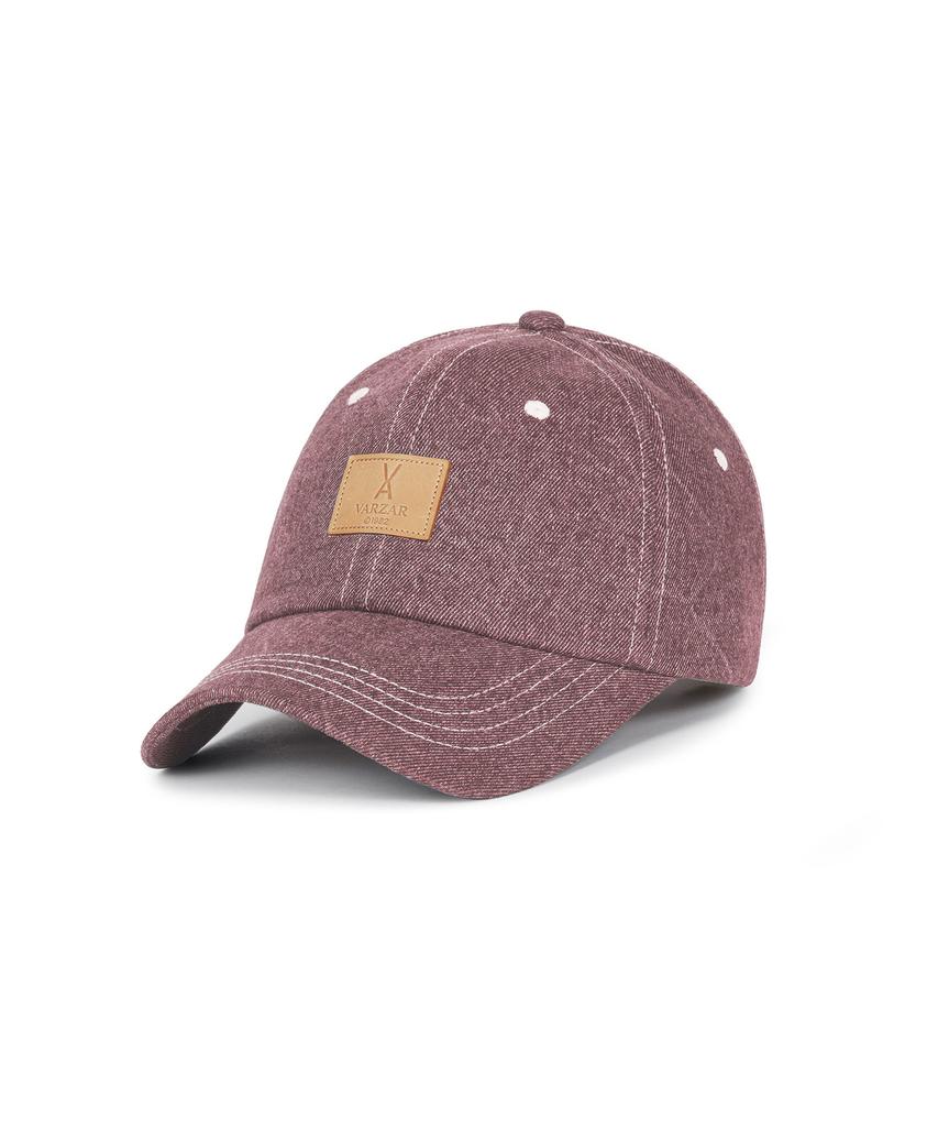 Bajal Va Square Pigment Label Ball Cap Red Bean