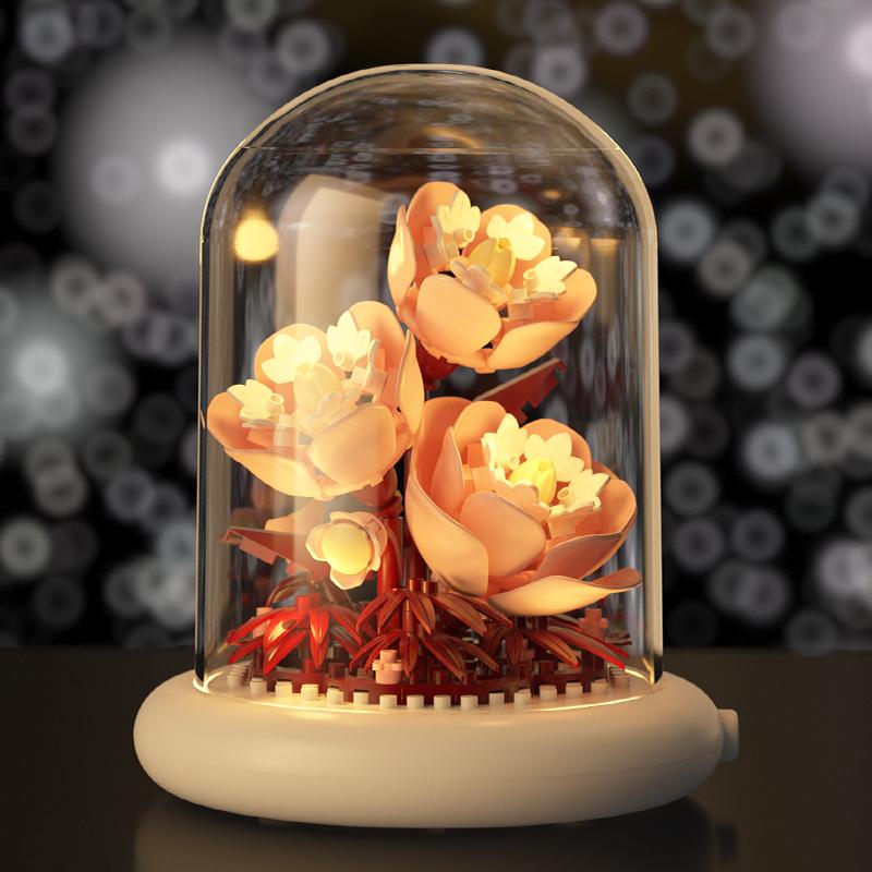 Flower(LED) Building Block Education Toys Romantic Gift For Girl