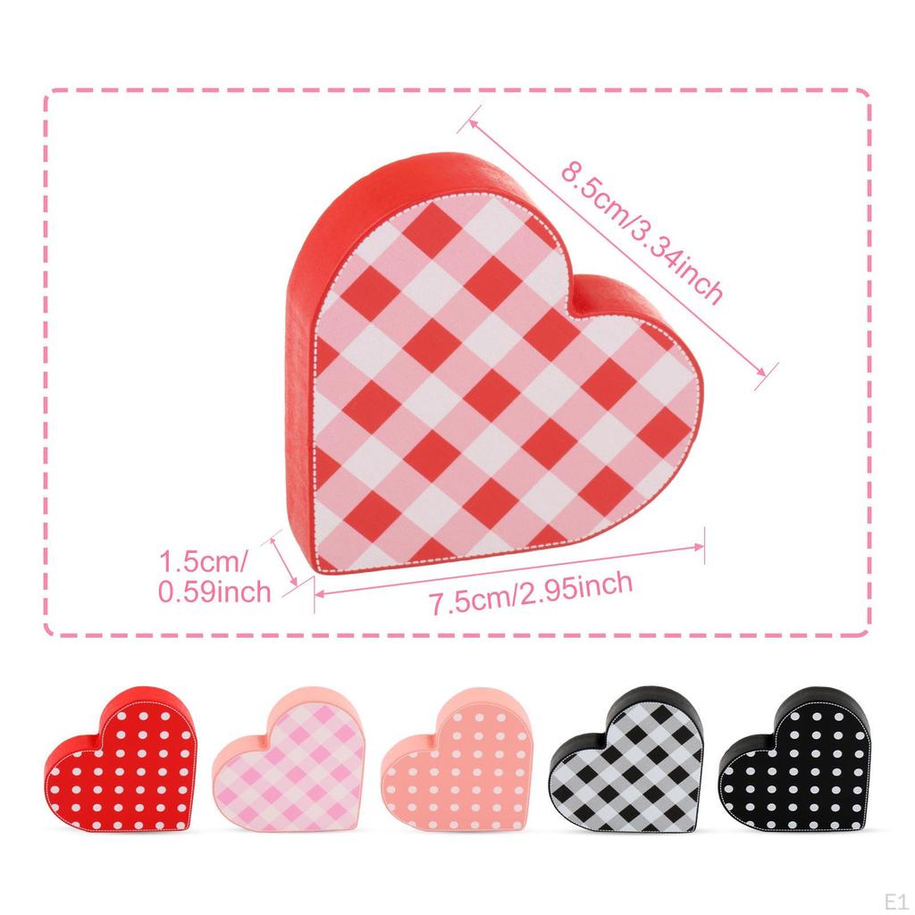 6Pcs Valentine's Day Wood Sign, Tabletop Decor Double Sided Wooden Table Heart Sign for