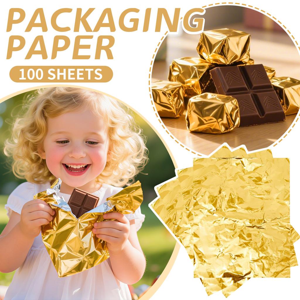 100Pcs Chocolate Bars Wrappers, 6in Gold Candy Bar Wrappers For Homemade Aluminum Foil Chocolate Wrappers Packaging For Wrapping Gifts