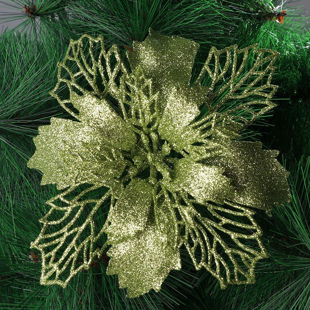 New Glitter Artifical Fake Flowers Christmas Tree Decorations Home Xmas Ornaments Christmas Flowers