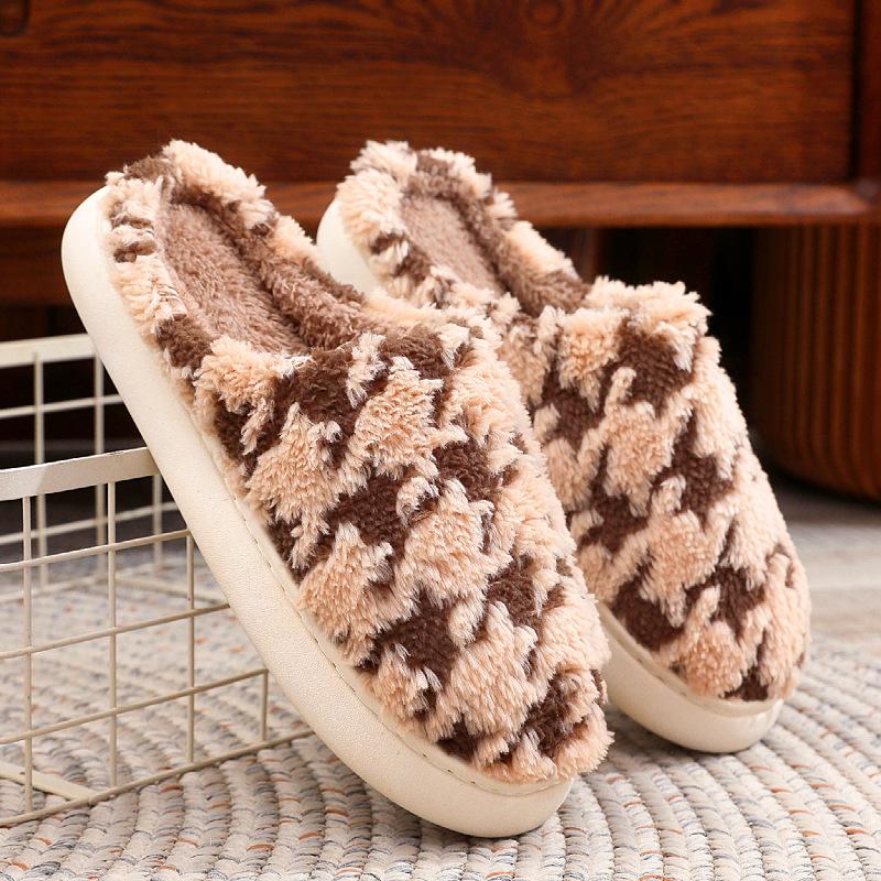 

Новые домашние комнатные хлопковые тапочки осень-зима нескользящая мягкая подошва пара одинаковых домашних хлопковых туфель удобный износостойкий бархат 44-45