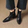 Sheepskin Winter Pointed Toe Med Heels Chelsea Boots Women Zipper Elegant Women Ankle Boots