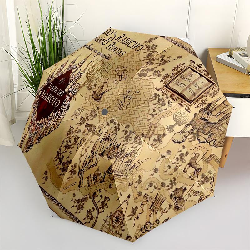 1pc Harry Potter Marauder s Map Umbrella with Plastic Handle,Cartoon Pattern,Suitable for All Seasons Multi-functional Umbrella545