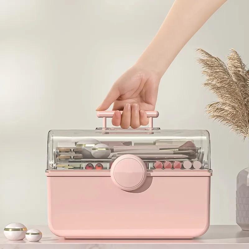 Cosmetics Storage Box Dust-proof Skin Care Products Lipstick Storage Box Makeup Brush Nail Art Toolbox