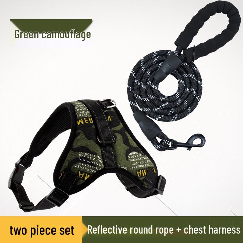 Reflective Rope Dog Leash & Harness for Small, Medium, Large Breeds