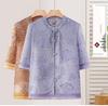 Elegant 2026 Summer Print Top for Middle-Aged & Elderly Women - Chinese Style