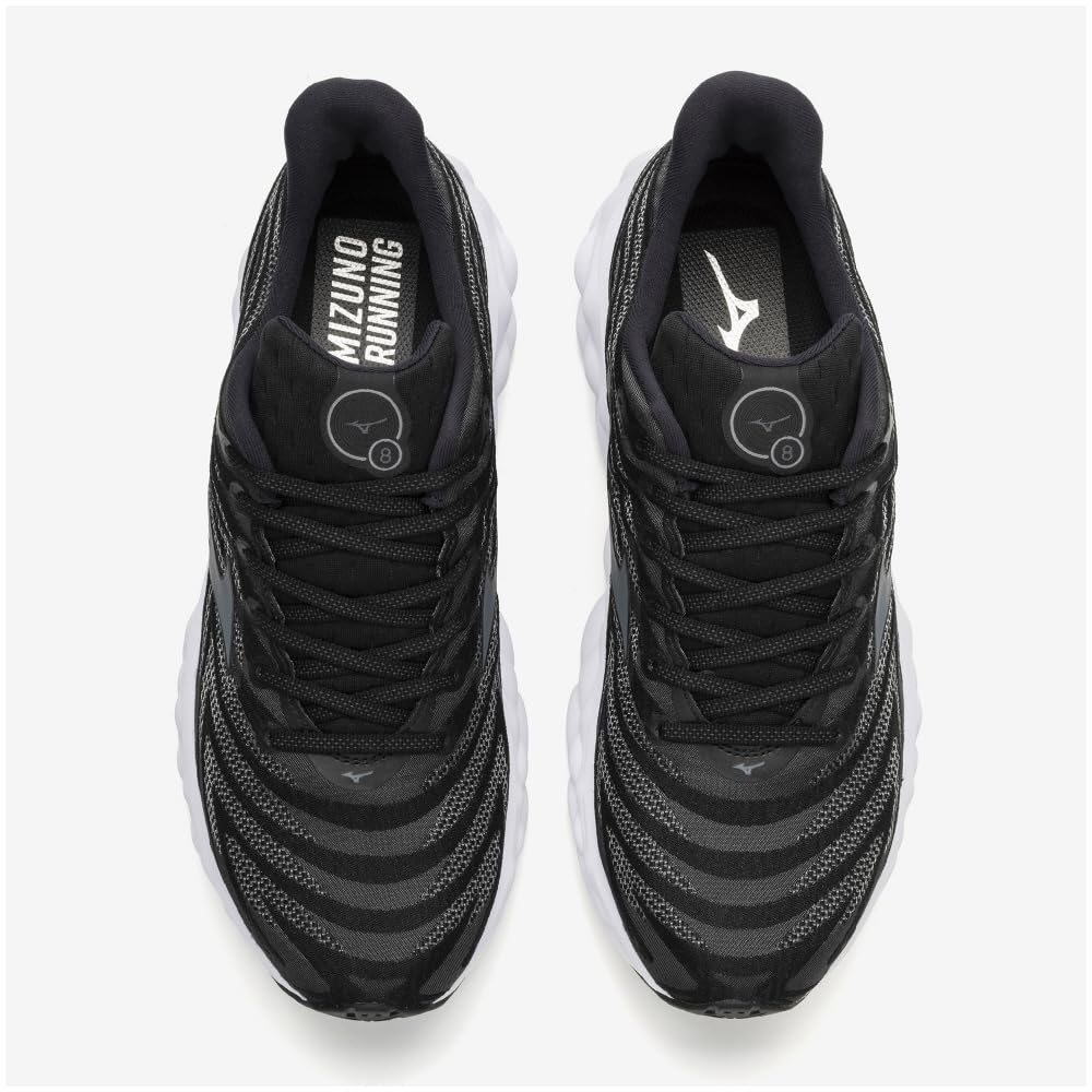 Mizuno Wave Sky 8 Running Shoes for Thick Black x Light Gray x White Jogging, Marathon, Training, Sports, Lightweight, Resilient, Sole, Men's,