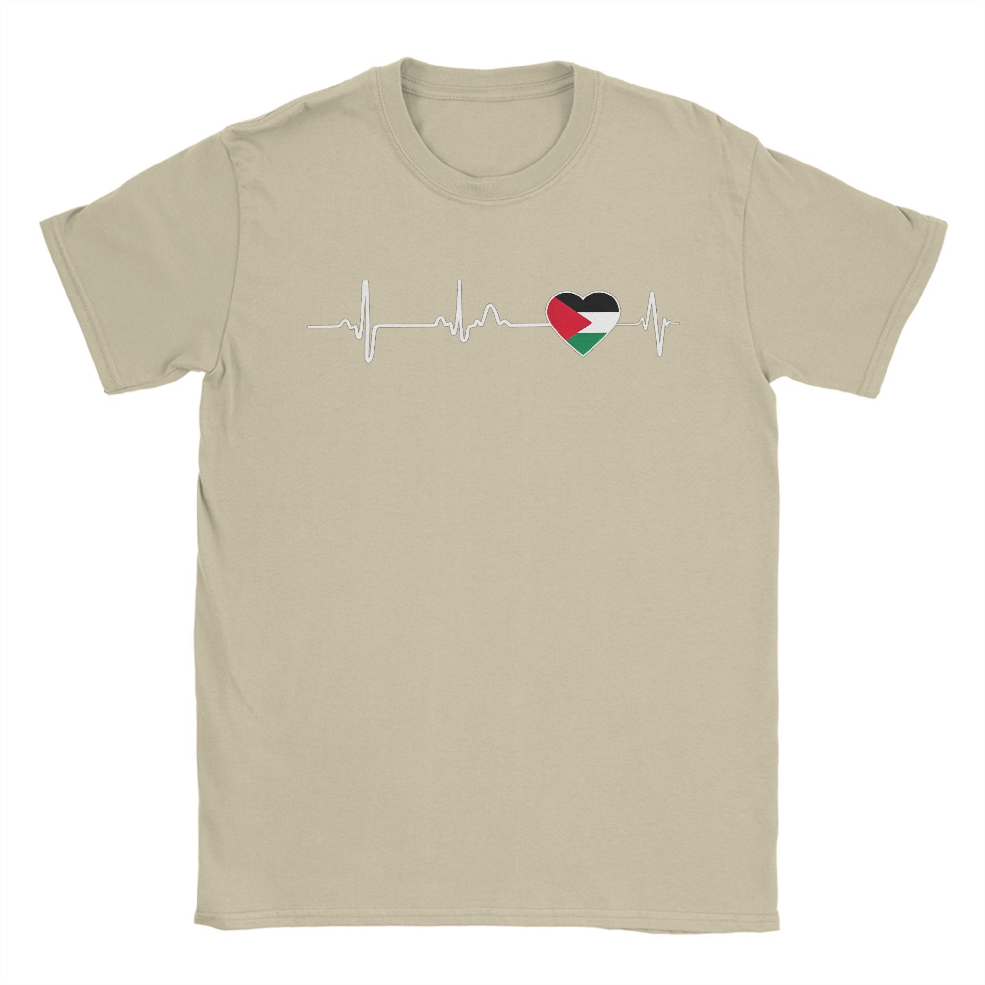 

Men s Heart beat Palestine Gaza T Shirts Pure Cotton Clothes Fashion Short Sleeve Crew Neck Tees Plus Size T-Shirt 2XL