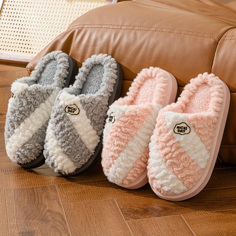 New Cotton Slippers Women's Autumn and Winter Non-slip and Deodorant Thick-soled Couple Slippers Men's Winter Indoor Home Warm Cotton Slippers
