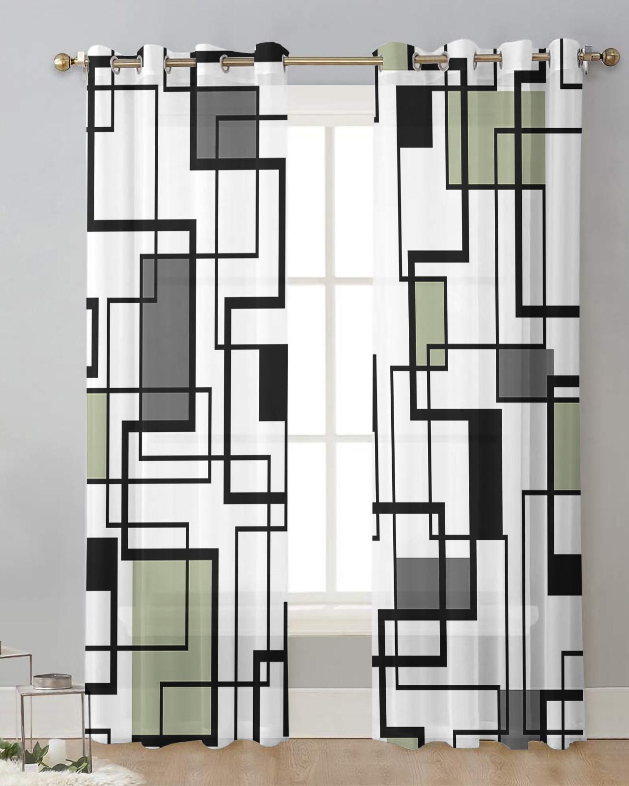 

Абстрактные линии градиент оранжевый тюль шторы для гостиной спальни прозрачные шторы на окна кухни балкона современные вуалевые шторы W135 x H115cm