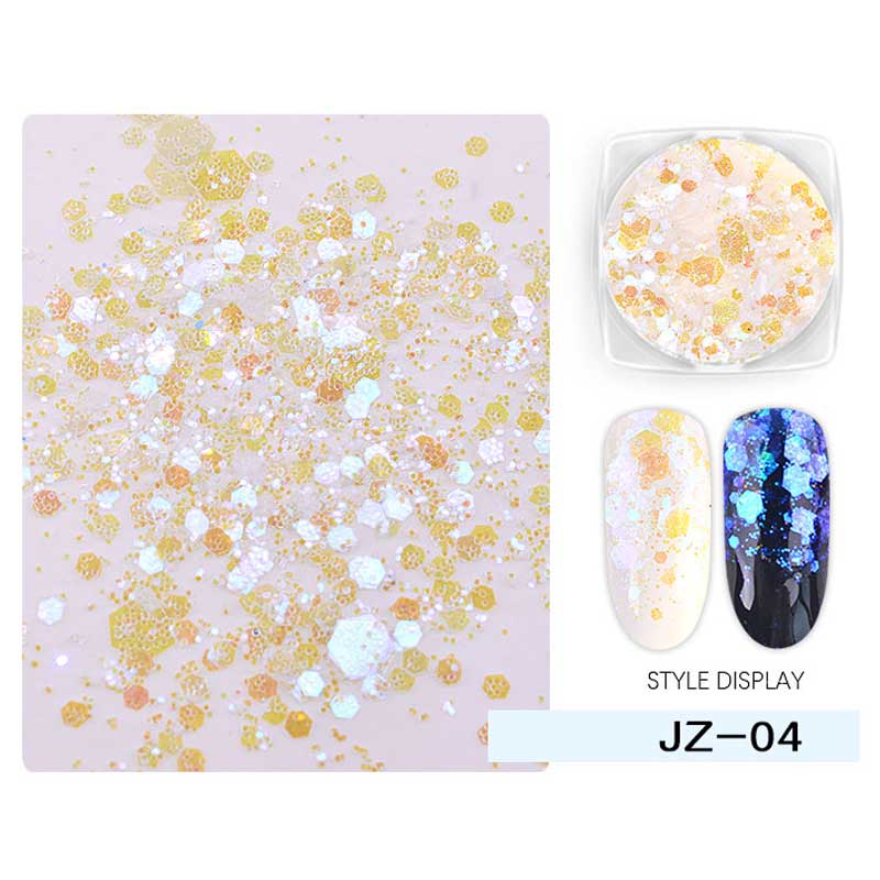 1 krabička Ultratenké šestiúhelníkové nail art flitry Vločky Plátky Mořská panna Aurora Gradient Barevné ozdoby na nehty