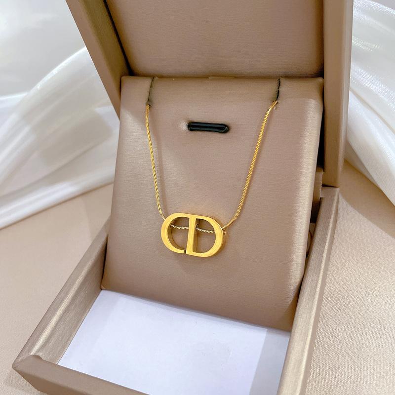 Buchstaben Cd Personalisierte Minimalistische Windofen Echte Gold Halskette Damen Schlüsselbein Kette Mit