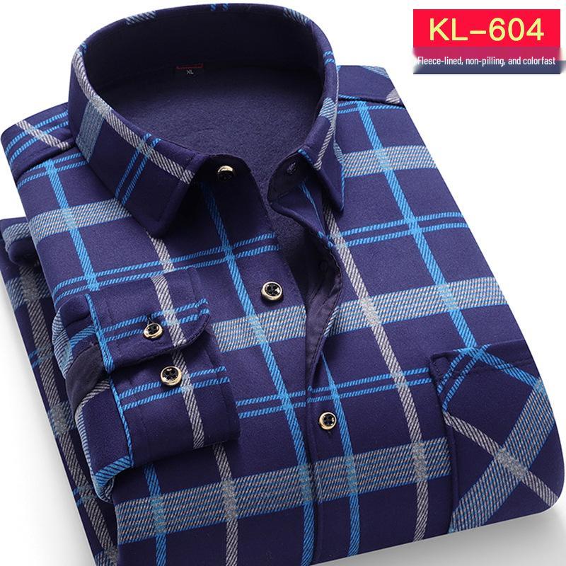 Men s Brushed Flannel Plaid Long Sleeve Shirt: 2025 Autumn/Winter Collection 4XL