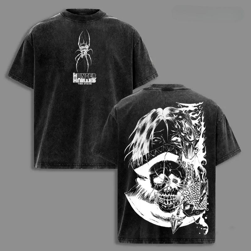 Hot Anime Hunter X Hunter Feitan Portor Clothing Men Women Short Sleeve Tshirts Washed Cotton Tee Retro T-shirt Harajuku T Shirt