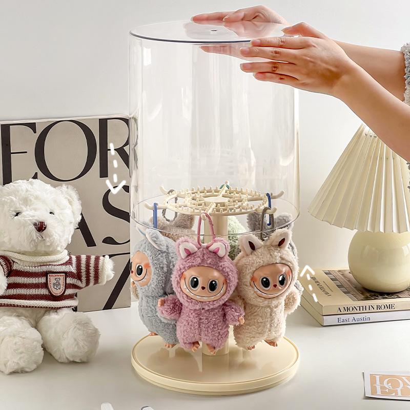 Rotating Labubu Plush Figurine Display Box and Stand