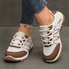 Women's Wide Width Fashion Sneakers - Front Lace-Up Breathable Mesh Athletic Shoes for Fall, Casual Comfort Walking Shoes in Extended Sizes