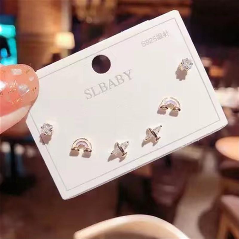 S925 Silver Asymmetric Swan & Snowflake Cat's Eye Earrings for Women