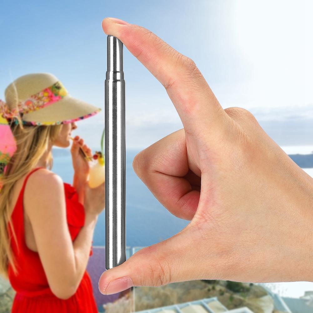 Stainless Steel Retractable Portable Straw Kit(Blue Aluminum Case Straw+Brush+Carabiner )
