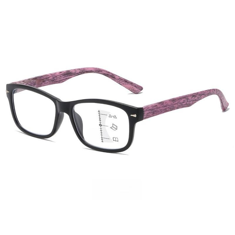 

Men Women Fashion Photochromic Multifocal Reading Glasses Square Frame High Definition Anti-Blue Light Presbyopia Glasses +4.0 +300 фиолетовый