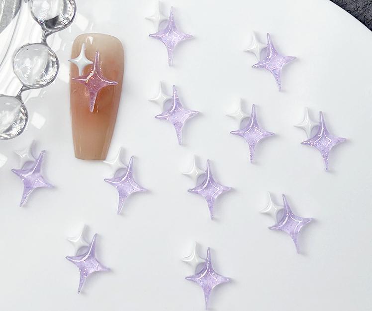 

50 шт., фиолетовое прозрачное облако для дизайна ногтей, очаровательное 3D, милая луна, остроконечная звезда, лунное облако, украшение для ногтей, сделай сам, Kawaii, аксессуары для ногтей