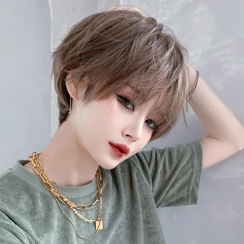 Women’s Short Straight Natural Looking Wig Androgynous Style Voluminous Full Cap Synthetic Wig