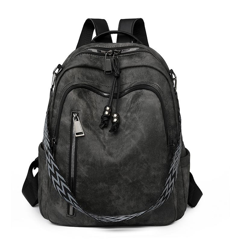 

Рюкзак женский мягкий кожаный рюкзак большой емкости чёрный