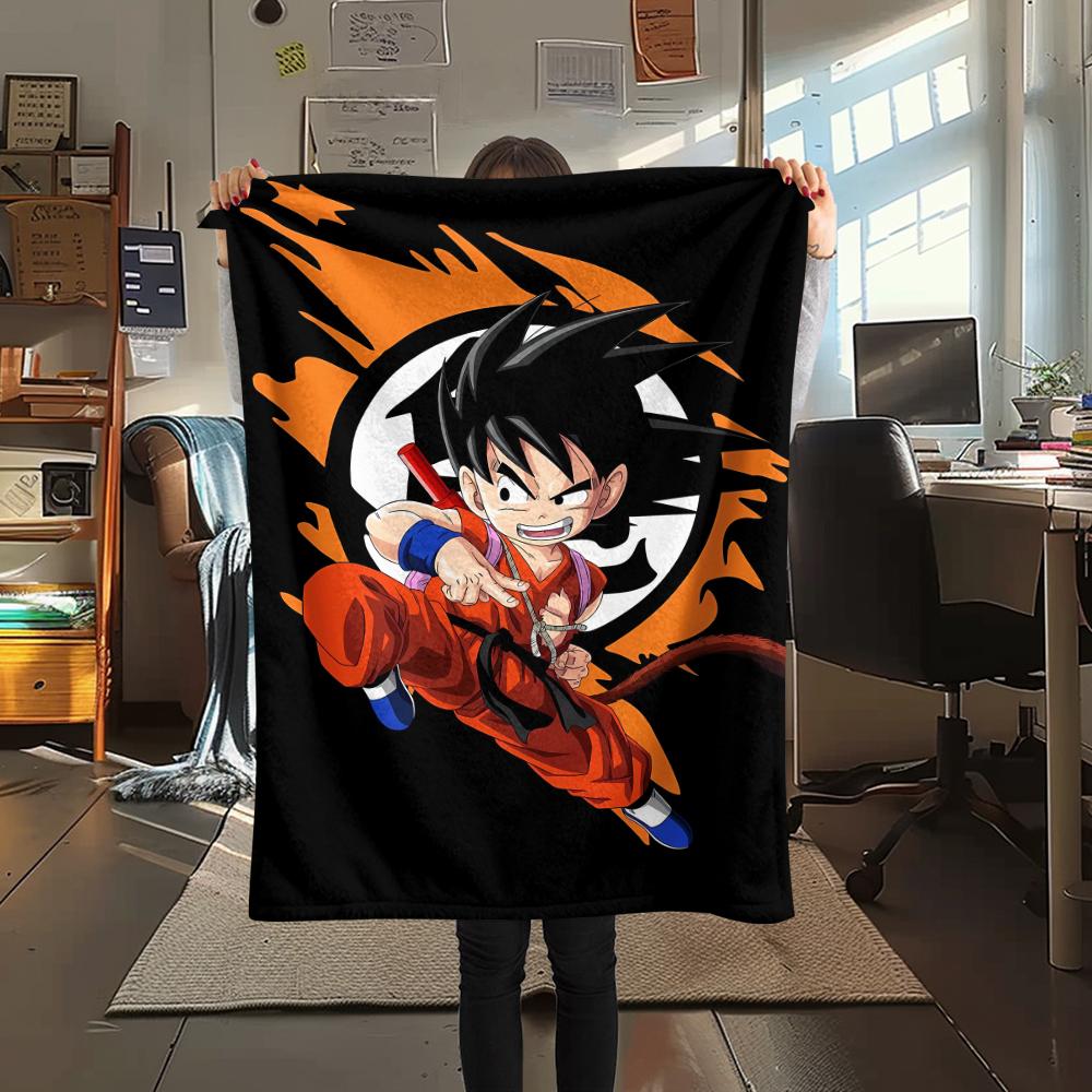 Coperta in Flanella con Stampa Personaggi Dragon Ball, Alta qualità Confortevole per Tutte le Stagioni, Arredamento per la Casa, Calore e Comfort, Perfetta per Regali di Natale