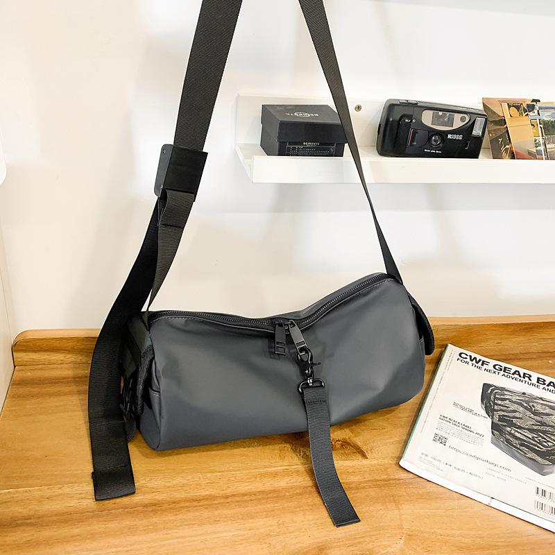 Neutral Messenger Bag 2025 Spring Shoulder Bag Large Capacity Trendy Function Tooling Bag Casual Trendy Men Cylinder Bag