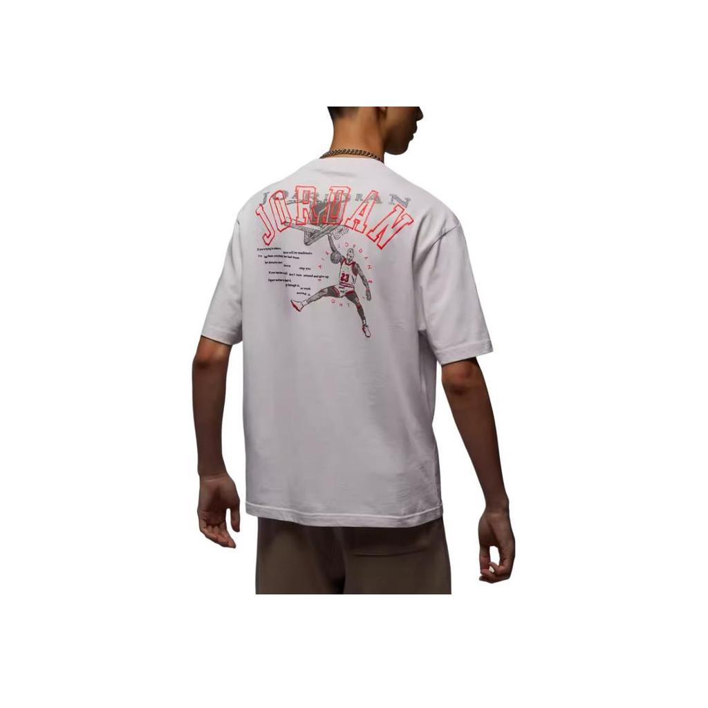 Jordan SS24 Solid Color Printed Number Straight Cut Casual Soft Crew Neck Short Sleeve T-Shirt Men Tops Phantom-Gray White HJ6542030