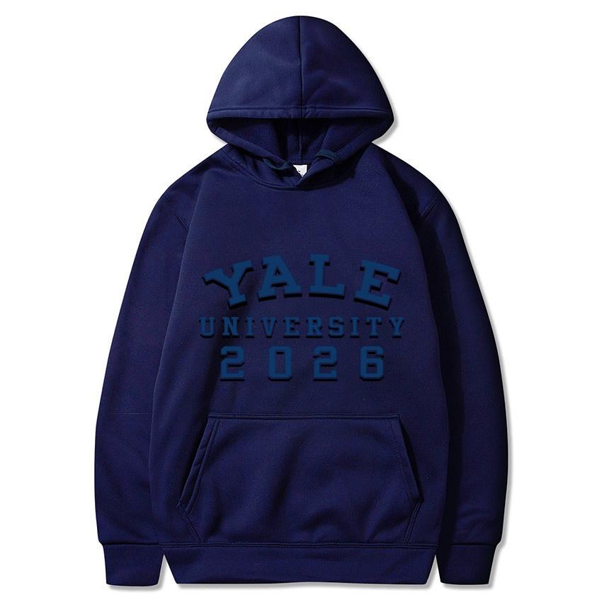 Yale University School Uniform for Autumn and Winter  Classic Solid Color Hoodie Daily Casual Fashion Long Sleeve Warm Hoodie