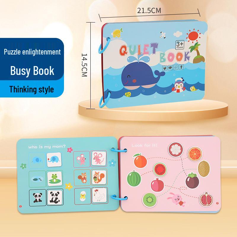 

Montessori Quiet Book: Cognitive & Hand-Eye Coordination Puzzle with Reusable Velcro Stickers for Early Education