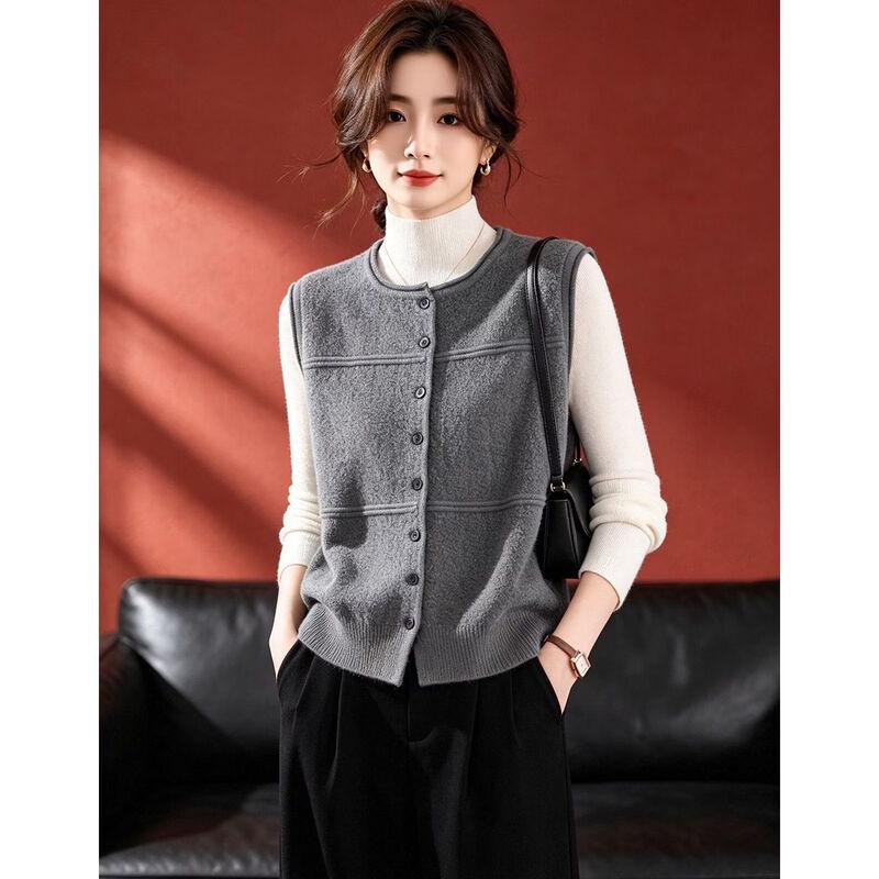 D.F.DEAR Women's Casual Button-Front Knit Vest