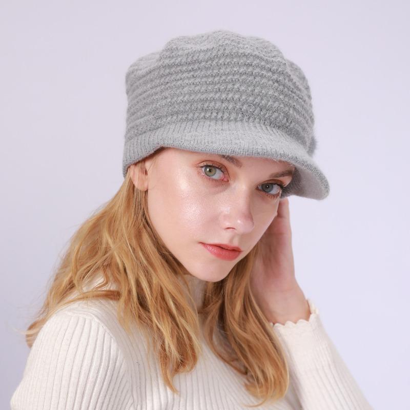 Duck Tongue Hat Women's Autumn Winter Knitted WoolenHats & Caps Velvet Insulation Cold Resistance Fashion Beret Hat