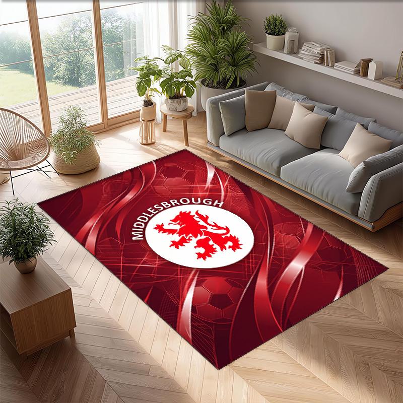 Tappeto Morbido per Pavimento Antiscivolo Decorazione Sportiva Middlesbrough FC Calcio Calcio Pattern per Camera da Letto