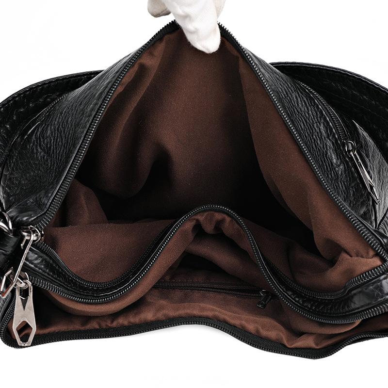 European and American Retro Women's Shoulder Bag Soft Leather Diamond Women's Armpit Bag Large Capacity Hand Tote Bag Deformation Backpack