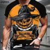 T-shirt for men, fun Halloween horror pumpkin 3D printed short sleeved top, casual round neck T-shirt for men, oversized men's short sleeved T-shirt
