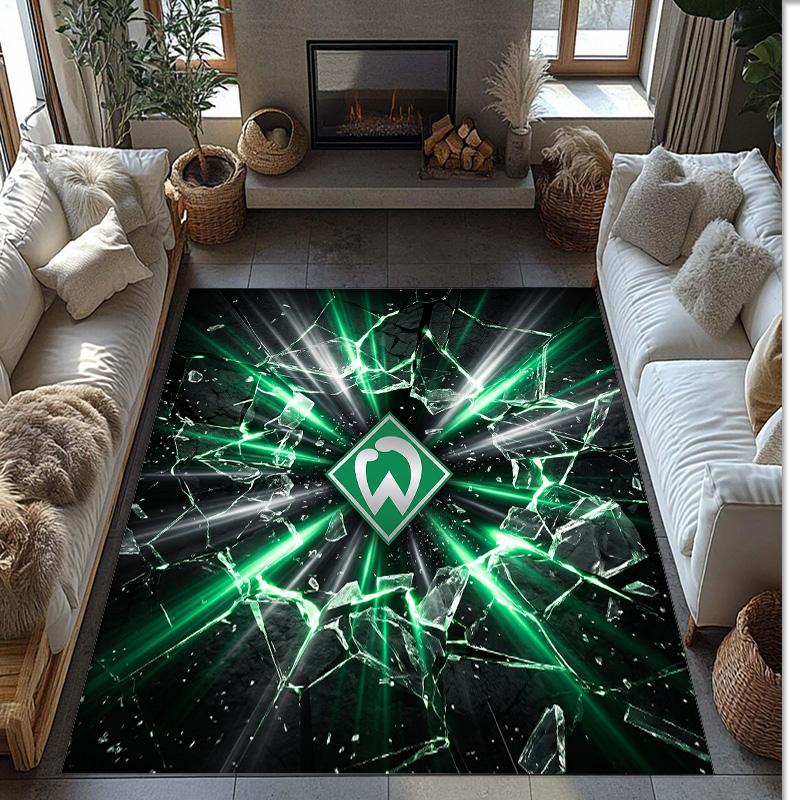 Tappeto in Velluto di Cristallo con Stampa Calcio Werder Bremen, Comodo Assorbente d'Acqua Antiscivolo Tappeto per Pavimenti Interni